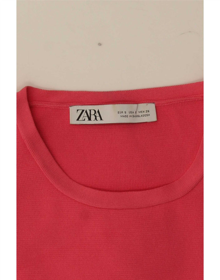 Zara Womens Crop Vest Top UK 8 Pequeno Rosa