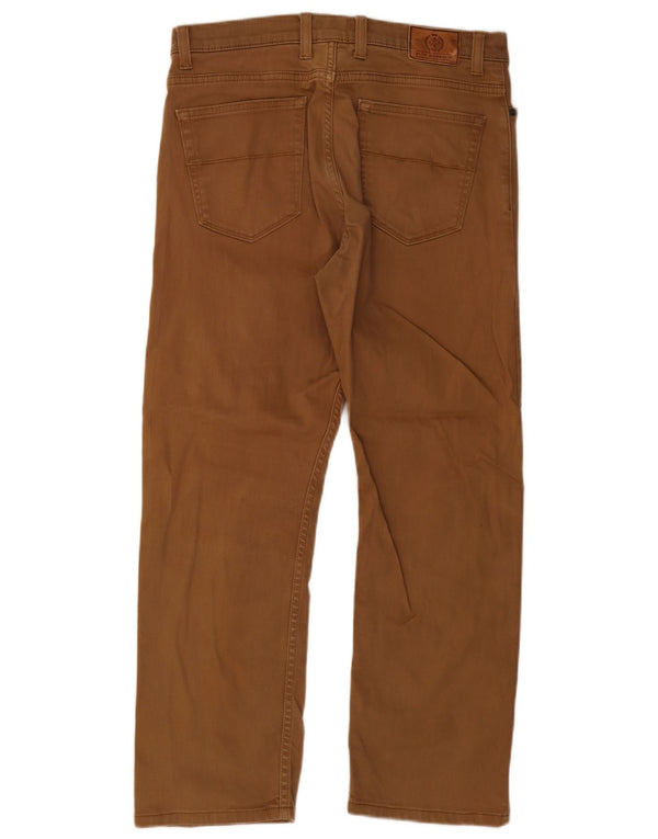 Calça jeans reta masculina Marks & Spencer Blue Harbor W34 L29 algodão marrom
