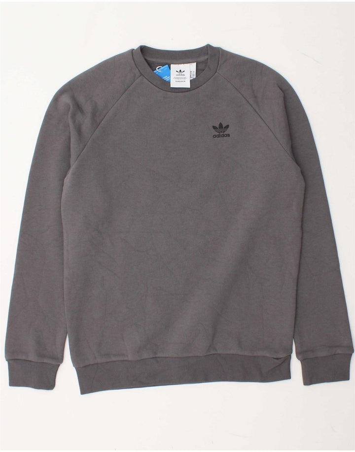 ADIDAS Mens Moletom Jumper Pequeno Algodão Cinza