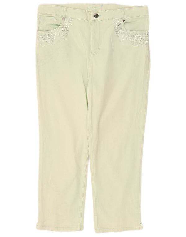 Jeans capri feminino de cintura alta Marks & Spencer Reino Unido 14 grande W32 L22 turquesa
