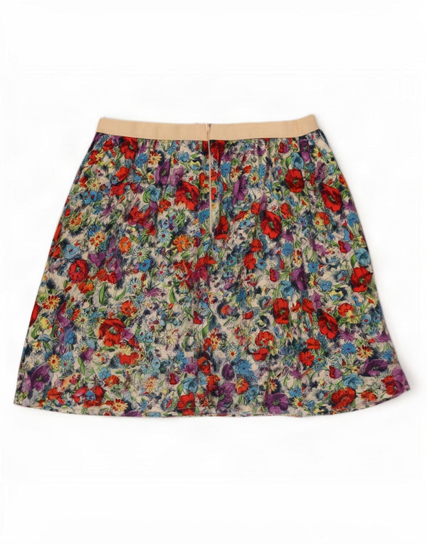 Minissaia feminina Topshop Reino Unido 12 média W28 viscose floral multicolorida