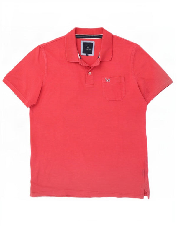 Camisa polo masculina Crew Clothing grande algodão rosa