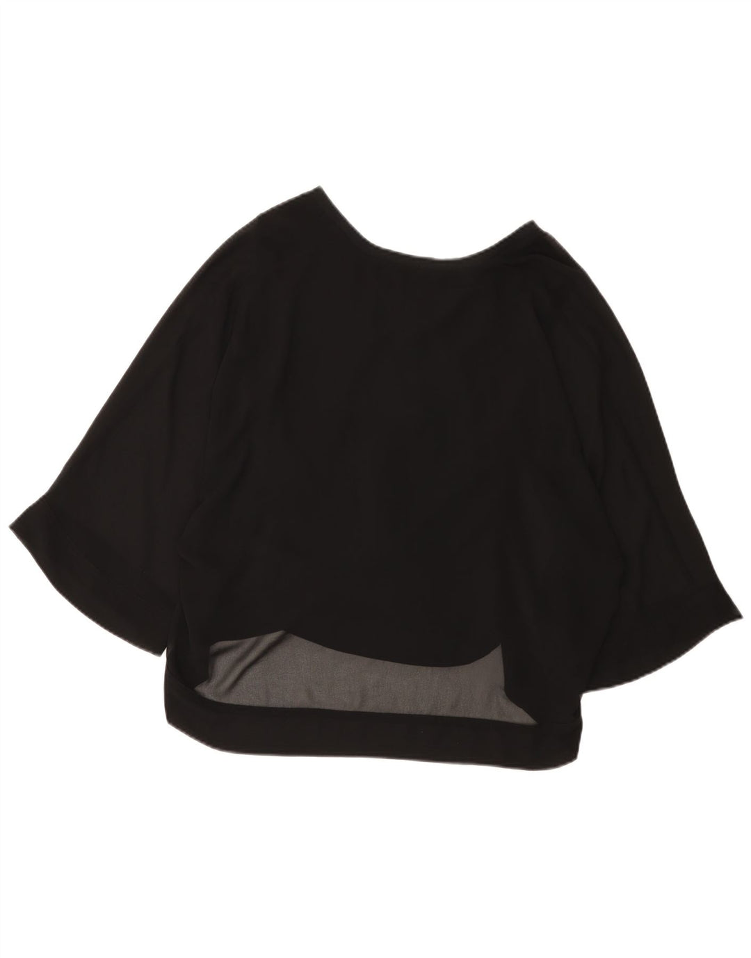 Zara blusa feminina manga 3/4 top UK 12 médio preto