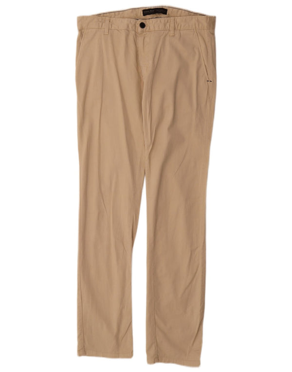 Zara Mens Slim Chino Calças EU 42 Grande W32 L33 Algodão Bege