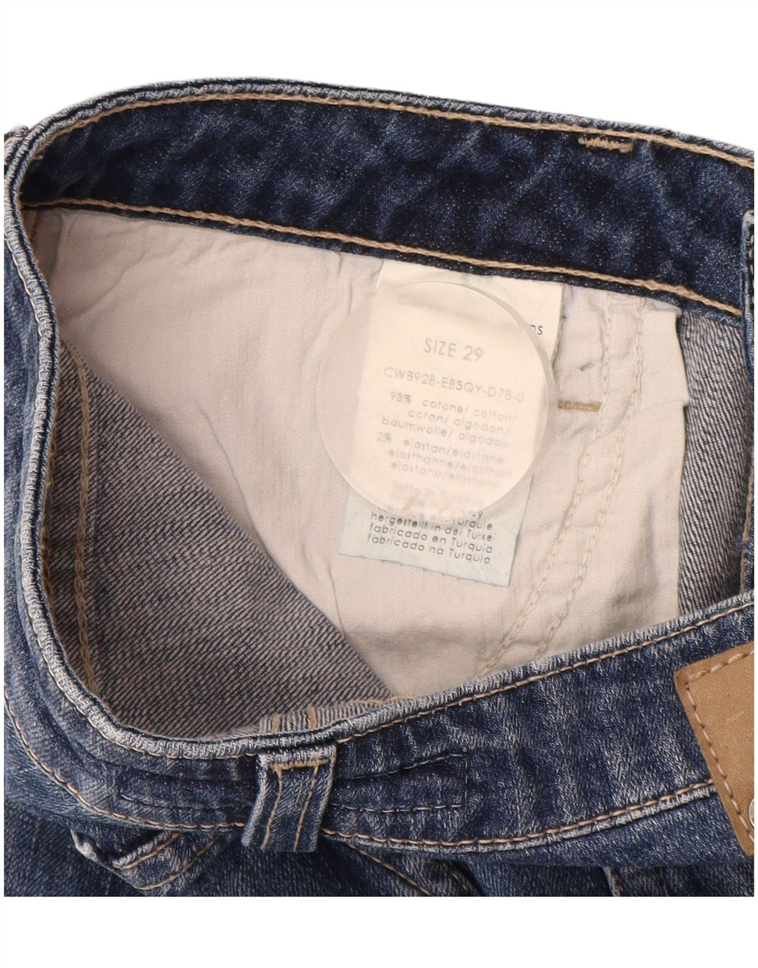 Bermuda jeans feminina Calvin Klein W29 algodão azul médio
