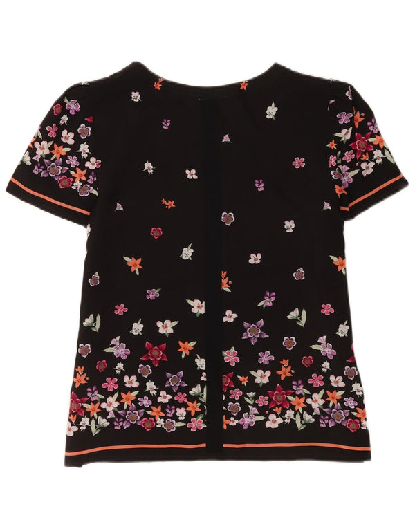 Blusa feminina Oasis UK 10 pequena preta floral poliéster