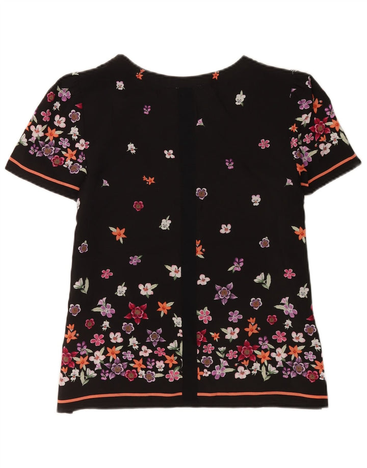 Blusa feminina Oasis UK 10 pequena preta floral poliéster