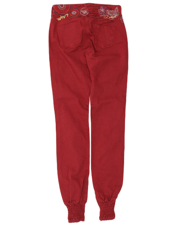 Calça casual feminina Desigual Graphic Joggers W28 L34 vermelho floral