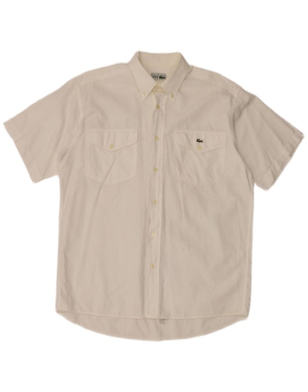 Camisa masculina Lacoste manga curta tamanho 40 algodão branco médio
