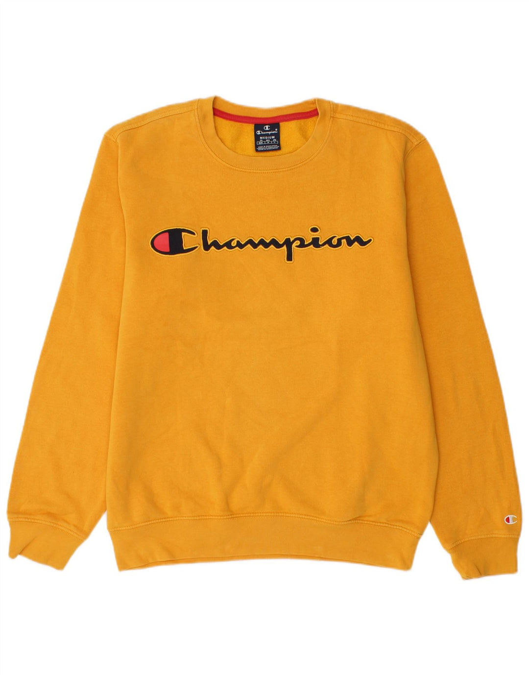 Champion masculino gráfico moletom jumper médio algodão amarelo