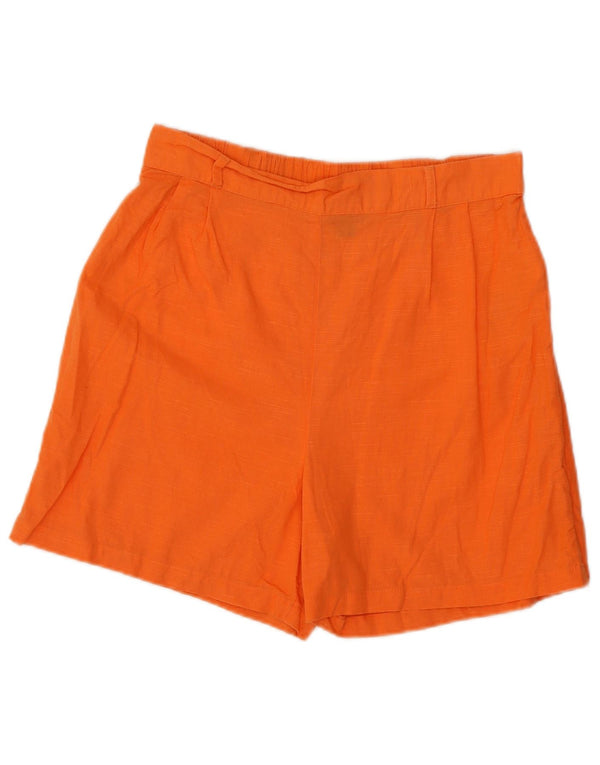 Shorts de cintura alta feminino Lipsy UK 10 pequeno W28 algodão laranja