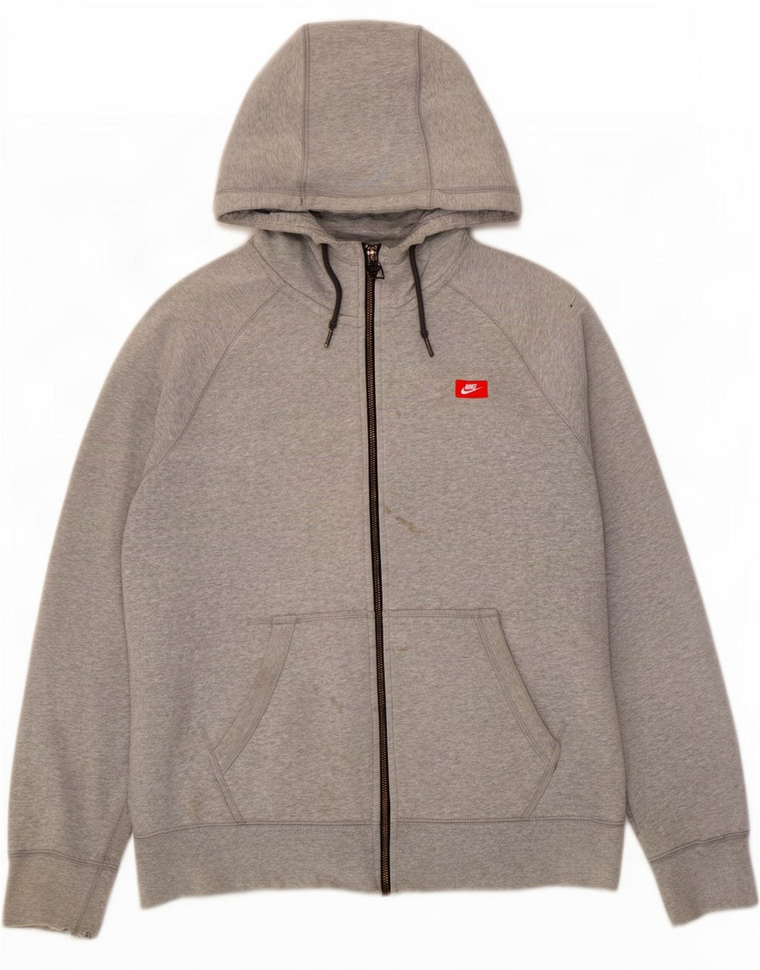 Suéter masculino Nike Graphic Zip com capuz grande algodão cinza