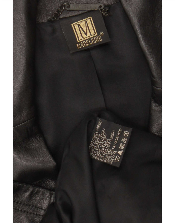 Casaco de couro feminino Madeleine Reino Unido 10 pequeno couro preto