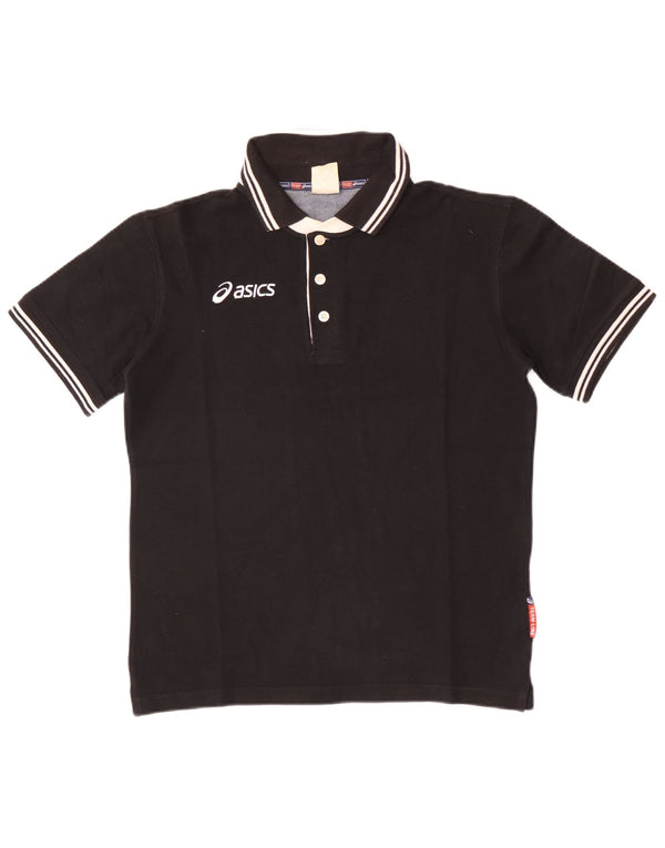 Asics Mens Rugby Polo Shirt Pequeno Algodão Preto