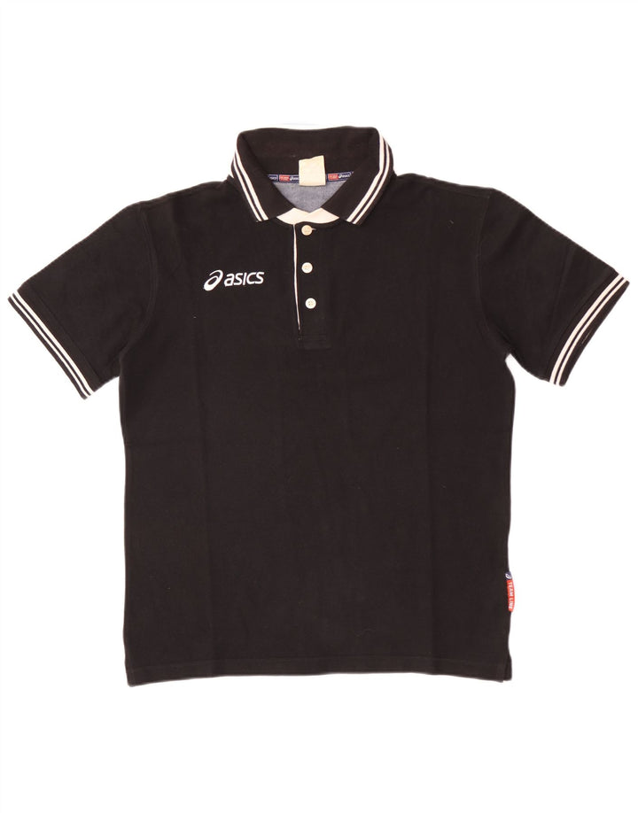 Asics Mens Rugby Polo Shirt Pequeno Algodão Preto