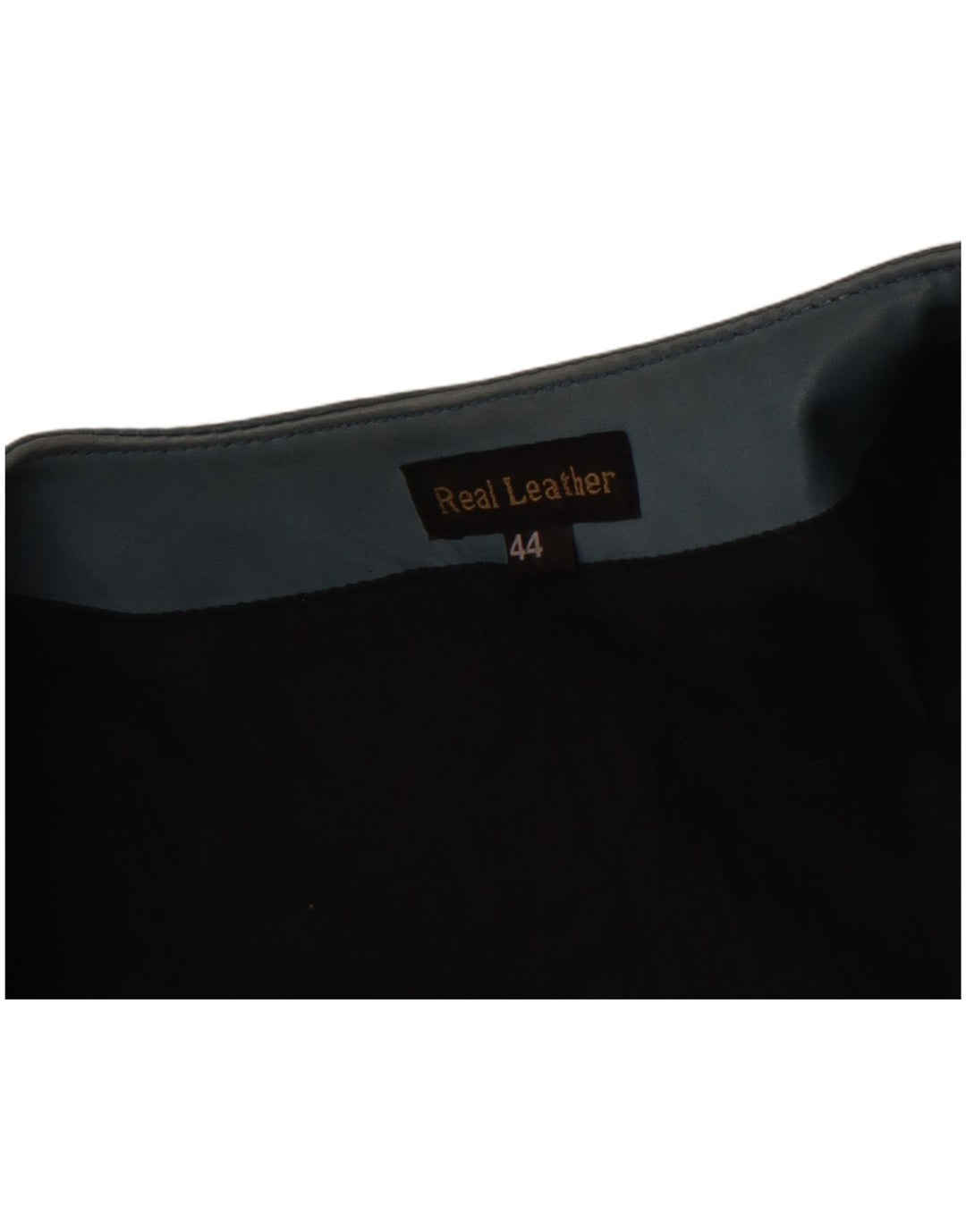 Jaqueta feminina de couro vintage manga 3/4 IT 44 couro azul médio