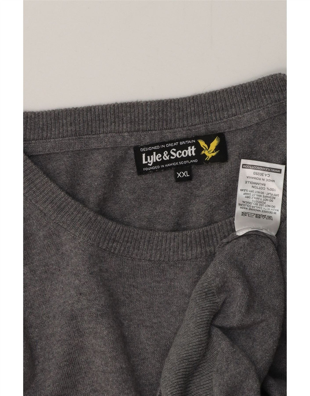Suéter masculino LYLE & SCOTT com gola canoa 2XL algodão cinza