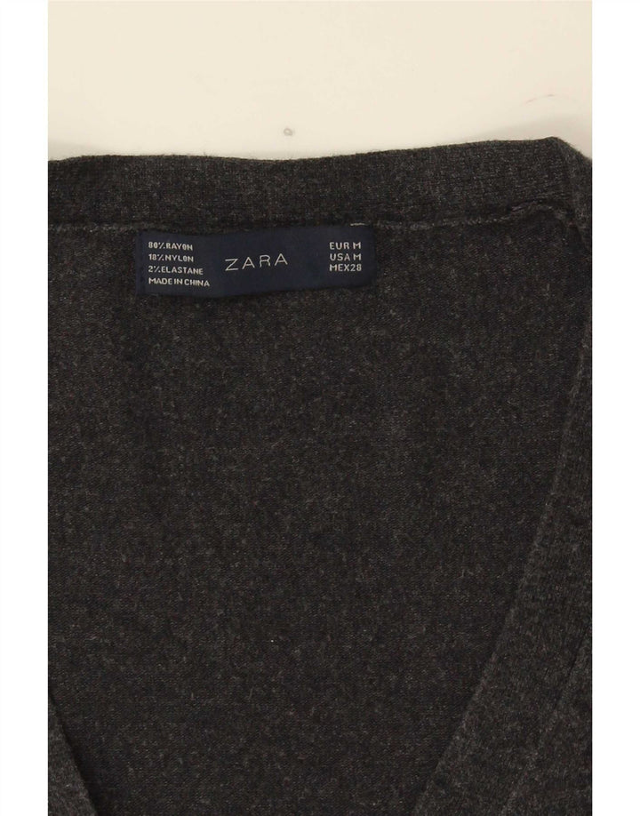 Suéter cardigã feminino Zara Reino Unido 12 rayon cinza médio