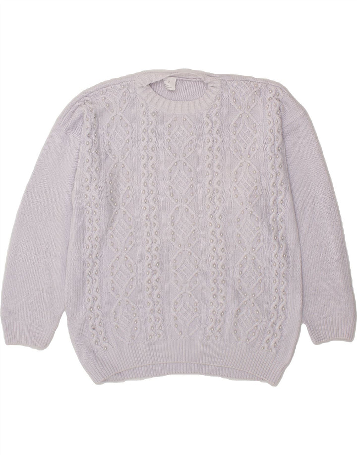 VINTAGE Womens Crew Neck Jumper Sweater EU 44 XL Purple Cotton Vintage Vintage and Second-Hand Vintage from Messina Hembry 