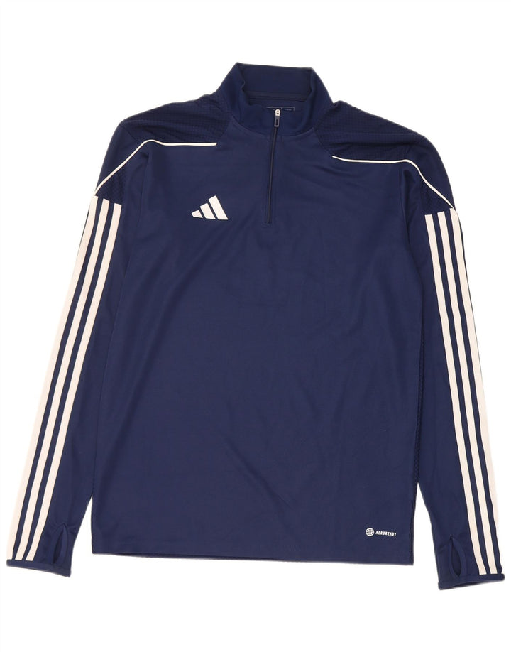 Adidas Mens Aeroready Slim Fit Pulôver Treino Top Pequeno Azul Marinho