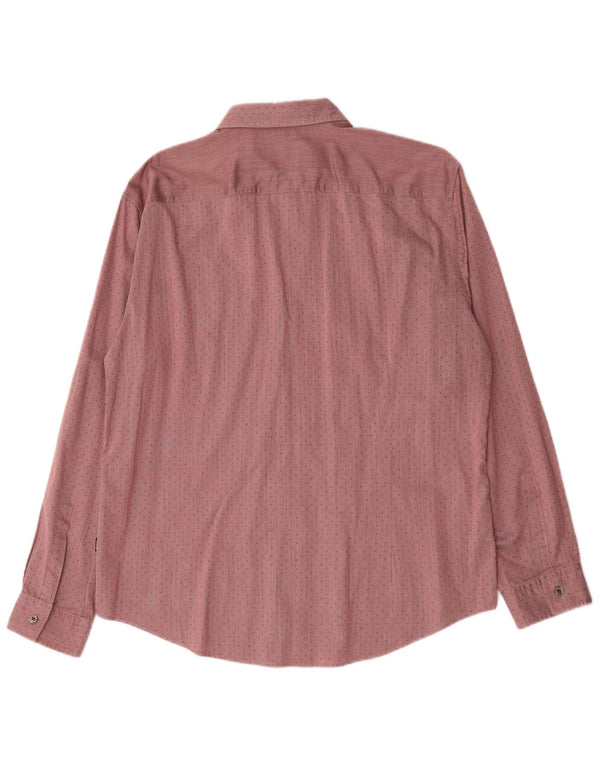 Camisa Slim Fit Masculina Hugo Boss XL Algodão Manchado Vermelho