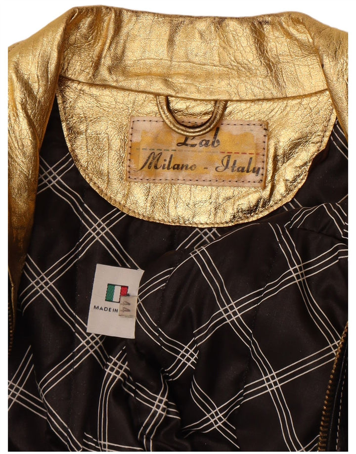 Jaqueta de couro feminina vintage IT 44 couro preto médio