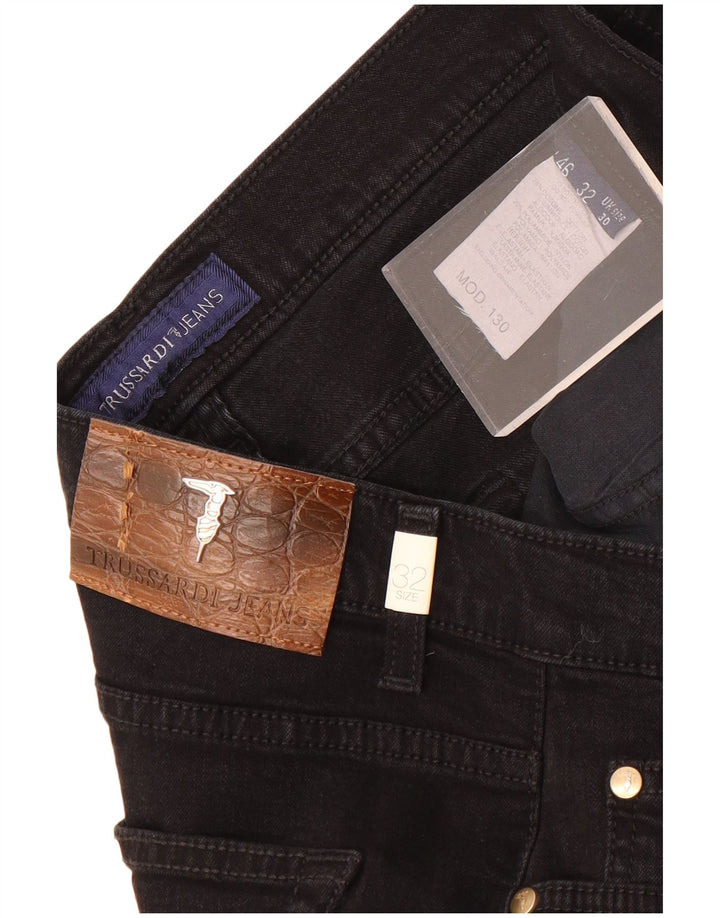 Trussardi Calça jeans reta masculina tamanho 30 W30 L29 algodão preto