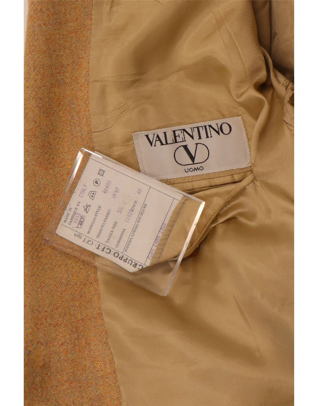 Jaqueta blazer masculina de 2 botões VALENTINO IT 52 XL lã virgem bege