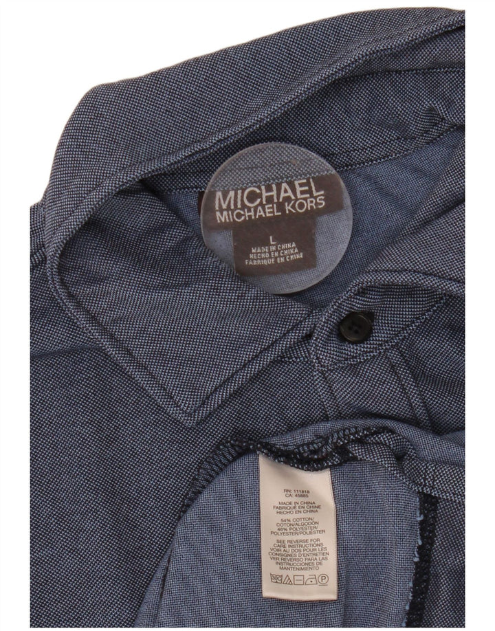Camisa polo masculina MICHAEL KORS grande algodão azul marinho