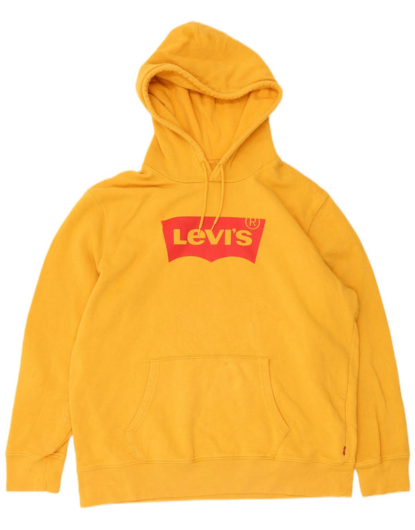 Suéter com capuz gráfico padrão masculino Levi's grande algodão amarelo