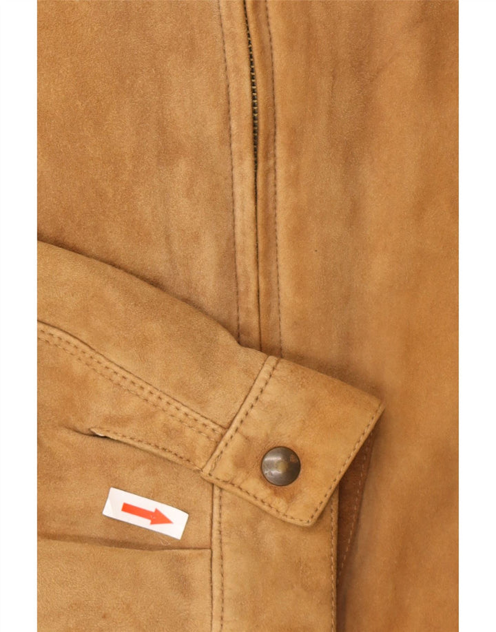 Jaqueta bomber masculina vintage de camurça IT 50 couro marrom grande