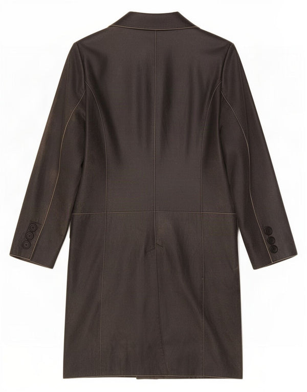 Casaco de couro feminino vintage IT 42 médio preto