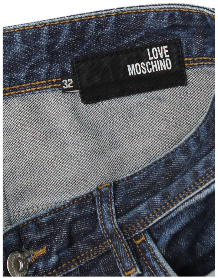 Calça jeans reta masculina Moschino W32 L31 algodão azul