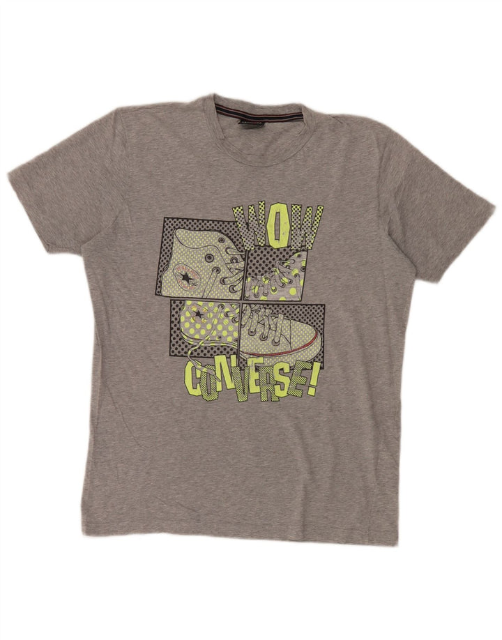 Converse Mens Graphic T-Shirt Top XL Cinza Algodão Flecked