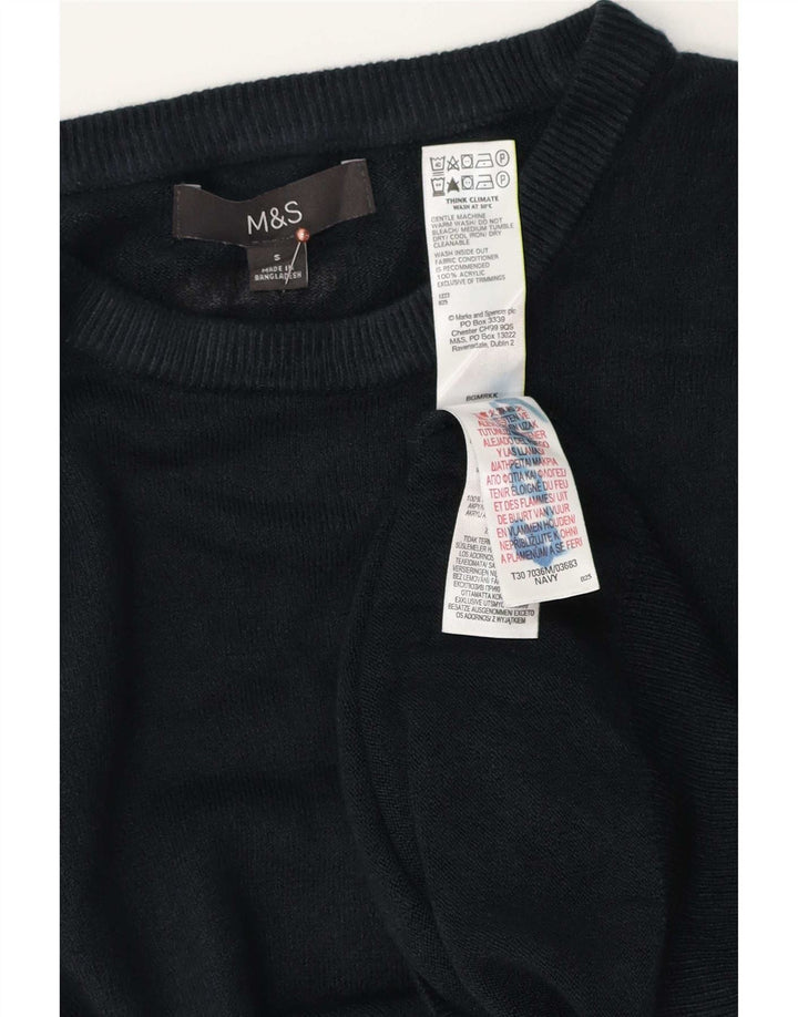 Suéter masculino Marks & Spencer com gola canoa e acrílico pequeno azul marinho