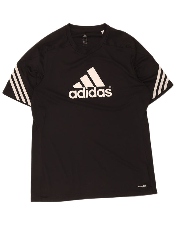 Adidas Mens Graphic T-Shirt Top Grande Preto Poliéster Esportivo