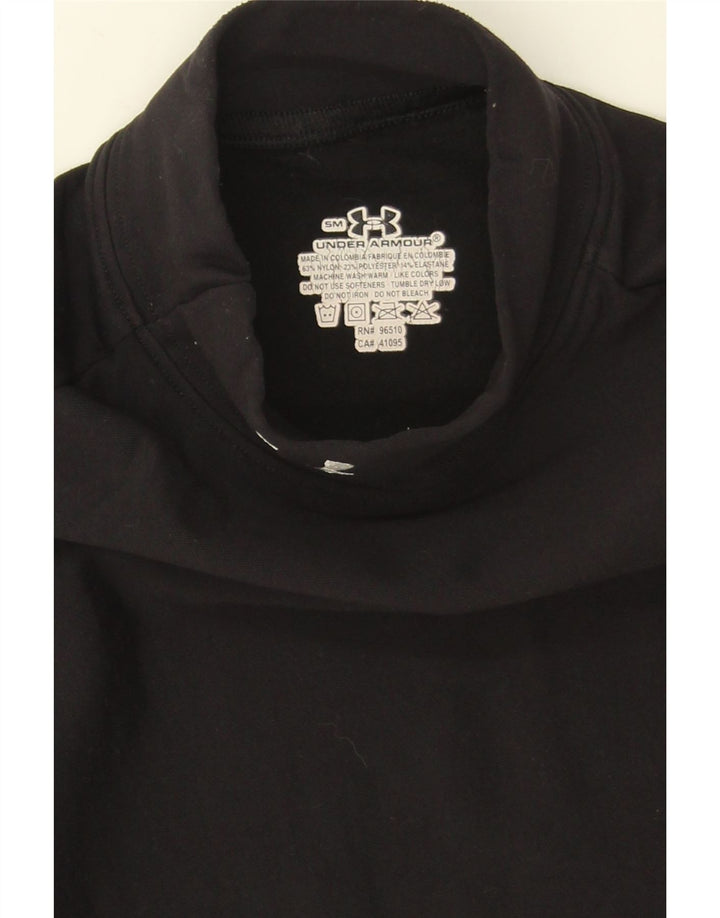 Top feminino Under Armour manga comprida UK 10 pequeno preto nylon
