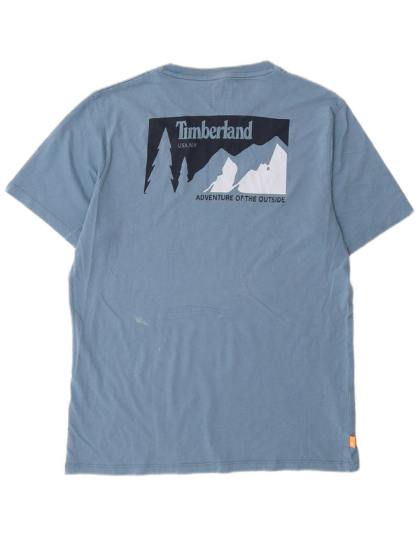 Camiseta masculina TIMBERLAND Regular Fit Graphic Top Pequeno Algodão Azul