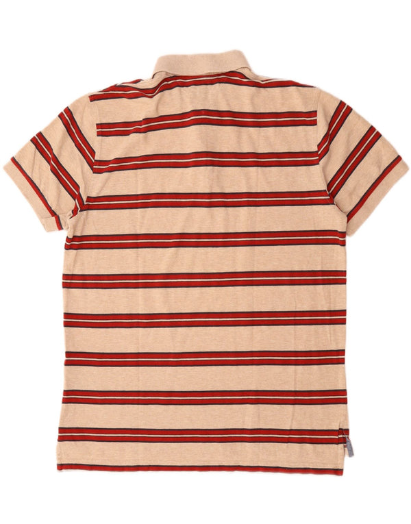 Camisa polo masculina Tommy Hilfiger Custom Fit XL algodão listrado bege