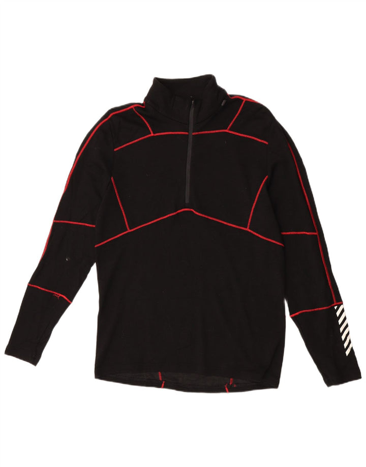 Helly Hansen Mens Zip Neck Pullover Treino Top Médio Preto Geométrico