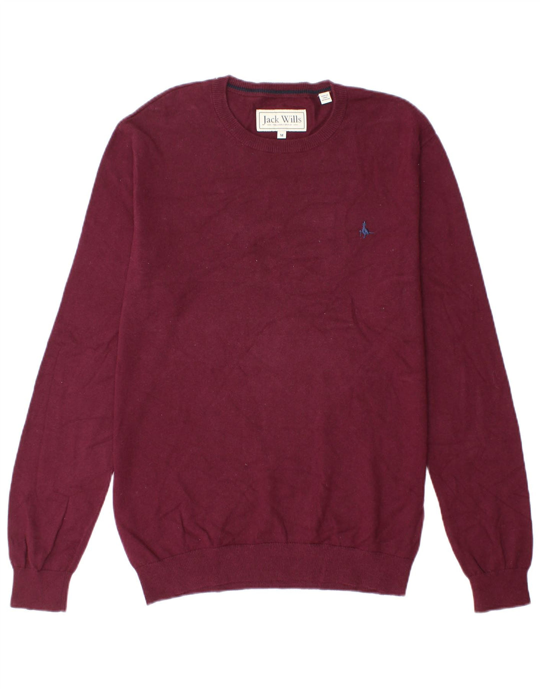 Jack Wills Suéter masculino com gola redonda, algodão médio cor de vinho