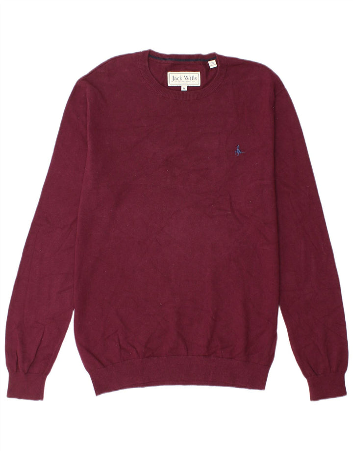 Jack Wills Suéter masculino com gola redonda, algodão médio cor de vinho