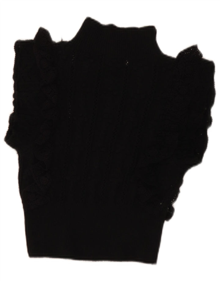 Blusa feminina Zara Top UK 8 pequeno poliéster preto