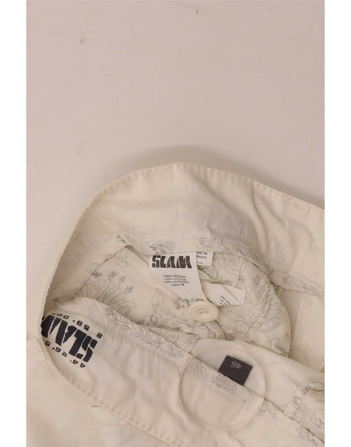 Slam Mens Chino Shorts IT 46 Pequeno W29 Algodão Branco