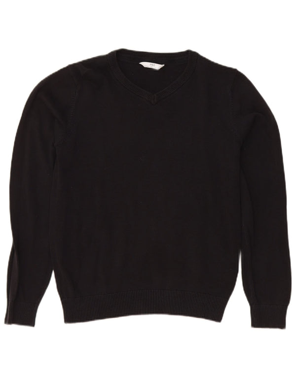 Suéter Marks & Spencer Boys com decote em V 12-13 anos algodão preto