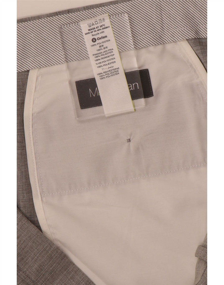 Calça masculina de terno reto Marks & Spencer W42 L33 poliéster cinza