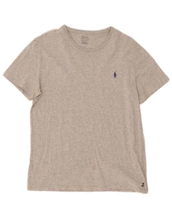 Camiseta masculina Polo Ralph Lauren Top cinza médio algodão manchado
