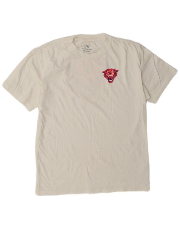 Camiseta masculina Nike SB Panther Loose Fit gráfica top pequeno algodão branco