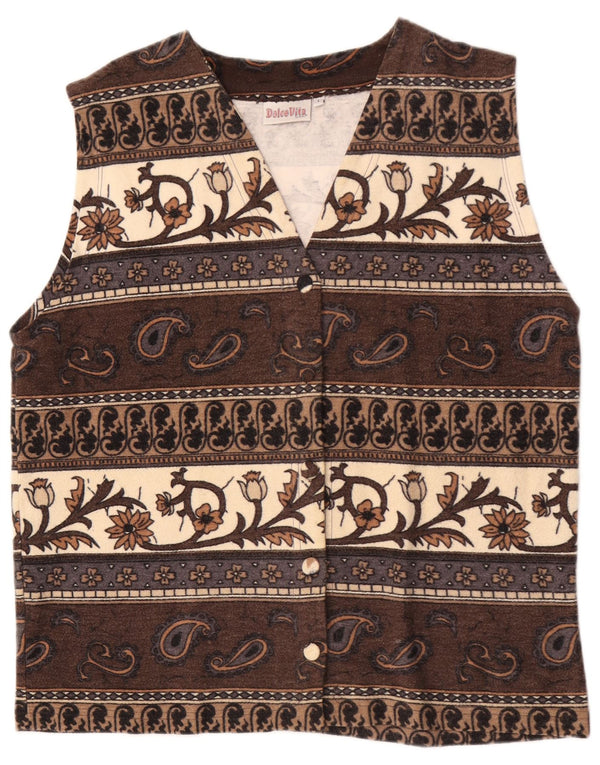 Colete feminino Dolce Vita UK 16 grande algodão paisley marrom