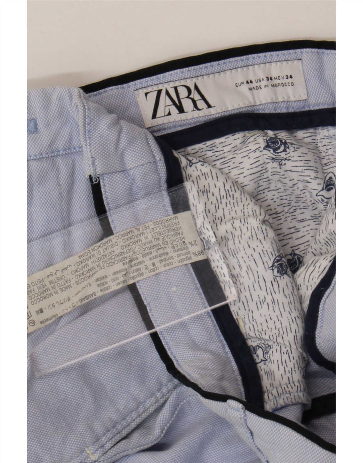 Zara Mens Chino Shorts EU 44 Grande W34 Azul Algodão